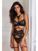Lumina Wear Fleur's Lingerie Set featuring delicate lace bras and matching panties in soft pastel colors.