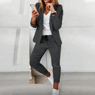 Lumina Wear Florence tailored blazer and relaxed lavender jogger pants set for women, stylish and comfortable women's clothing.