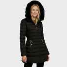Black Freya puffer coat by Lumina Wear featuring fleece lining and an oversized hood, designed for warmth and comfort.