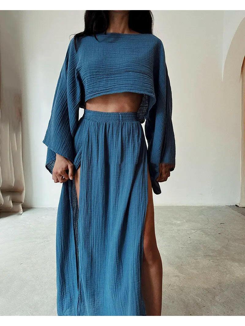Green Laure Two-Piece Set by Lumina Vancouver, featuring a stylish top and matching bottoms, designed for a modern, chic look.