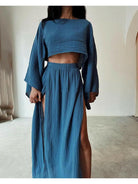 Green Laure Two-Piece Set by Lumina Vancouver, featuring a stylish top and matching bottoms, designed for a modern, chic look.