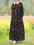 Blue vintage floral printed dress by Lumina Vancouver, featuring a classic design and feminine silhouette.