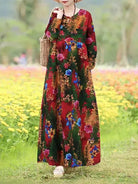 Giorgia vintage floral printed dress by Lumina Vancouver featuring blue fabric and elegant design, perfect for casual or semi-formal wear.
