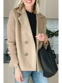 Pink Lumina Wear Harper casual coat with button patchwork sleeves, stylish and comfortable, perfect for everyday wear.