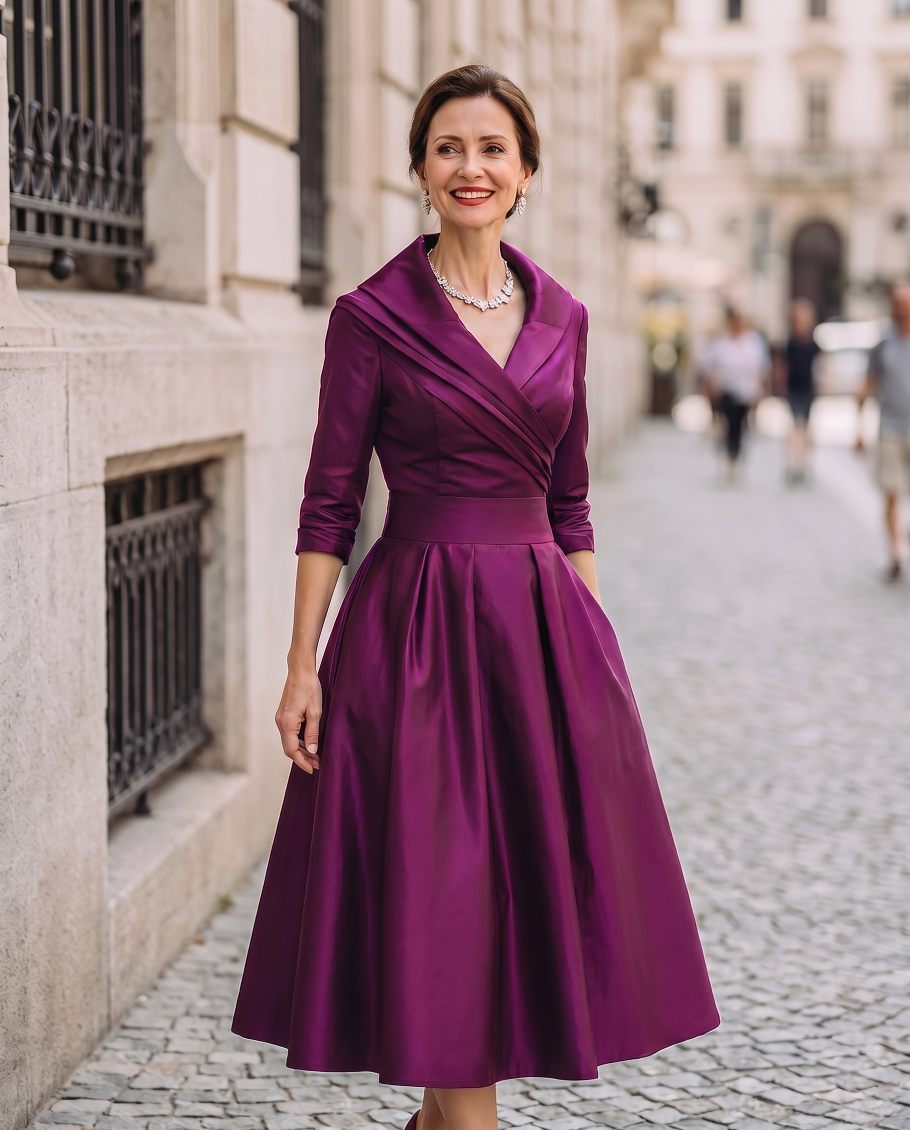Vintage Aurora Midi Dress by Lumina Wear featuring flowy fabric, delicate patterns, and a midi length silhouette.