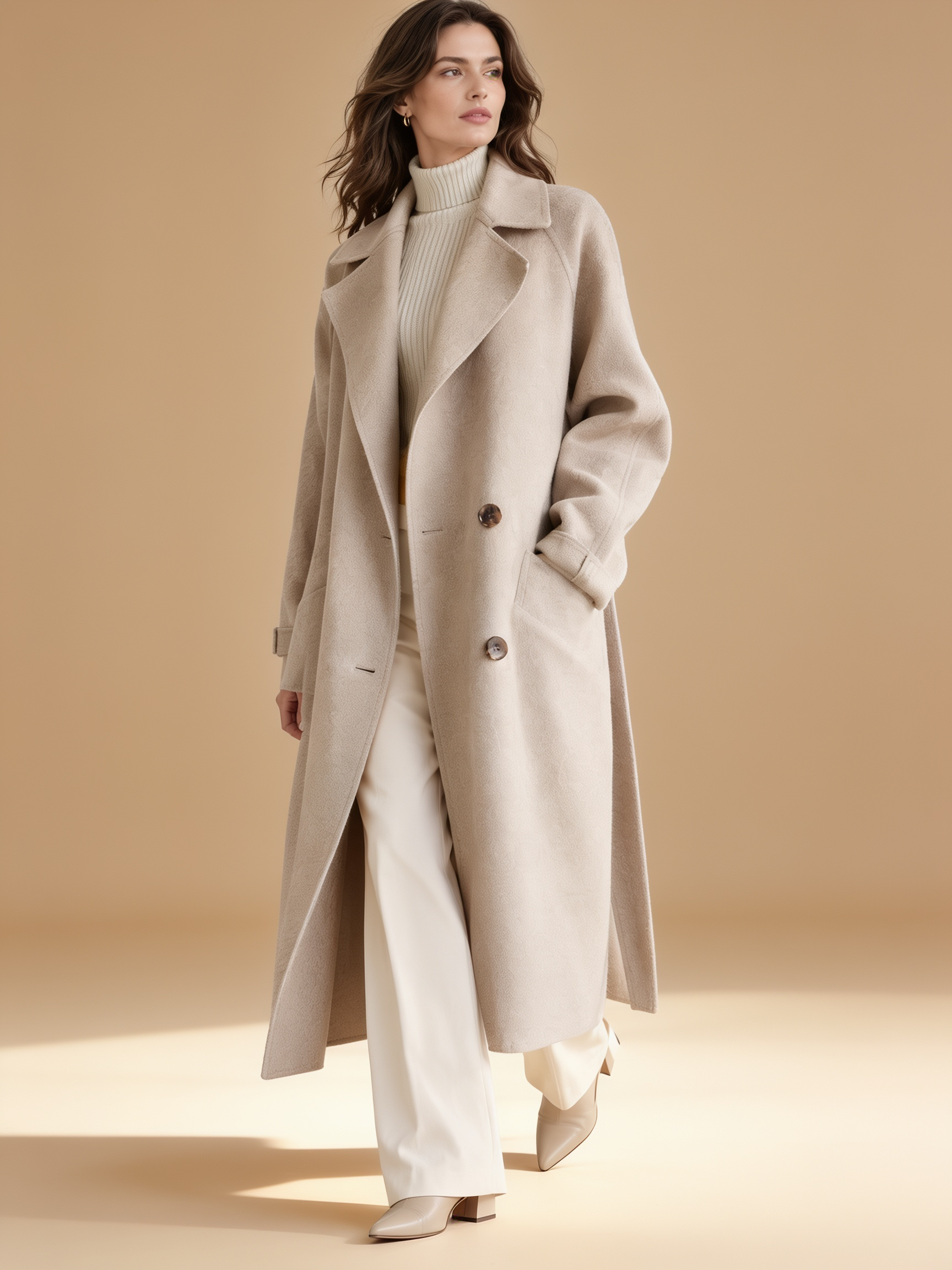 Lumina Wear Sophie elegant long coat for women, full-length outerwear with a refined silhouette