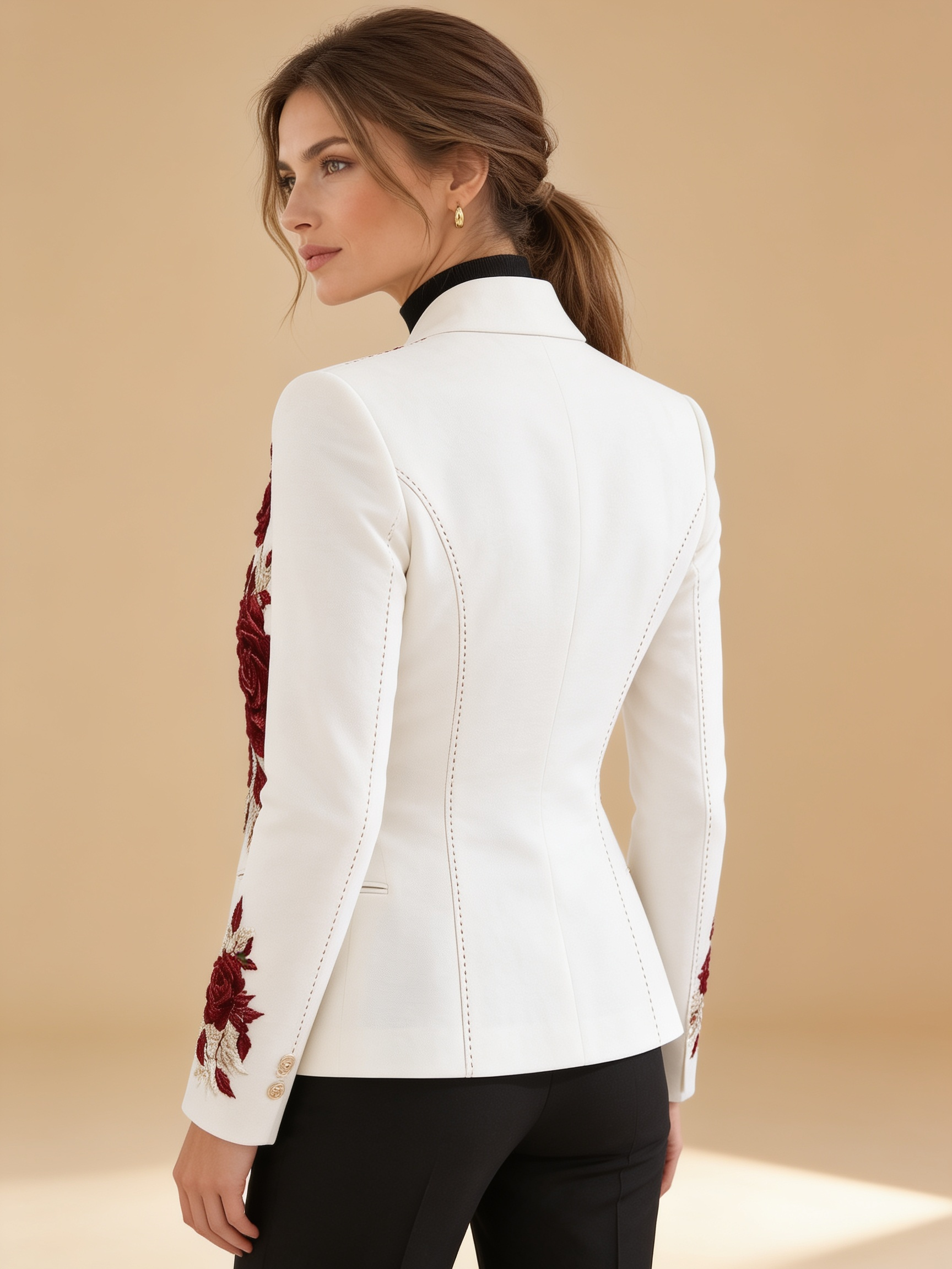Lumina Wear Paulette embroidered white blazer with tailored fit and refined detailing