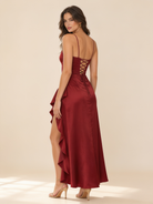 Lumina Wear Victoria elegant midi dress with lace-up back, shown in a flattering fitted silhouette