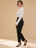 Lumina Wear Isabelle floral lace high neck blouse with intricate lace detailing and long sleeves