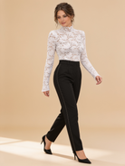 Lumina Wear Isabelle floral lace high-neck blouse in a delicate lace design