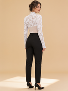 Isabelle floral lace high-neck blouse by Lumina Wear, featuring an elegant lace pattern and long sleeves