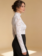 Lumina Wear Isabelle floral lace high-neck blouse with delicate lace detailing and elegant floral pattern