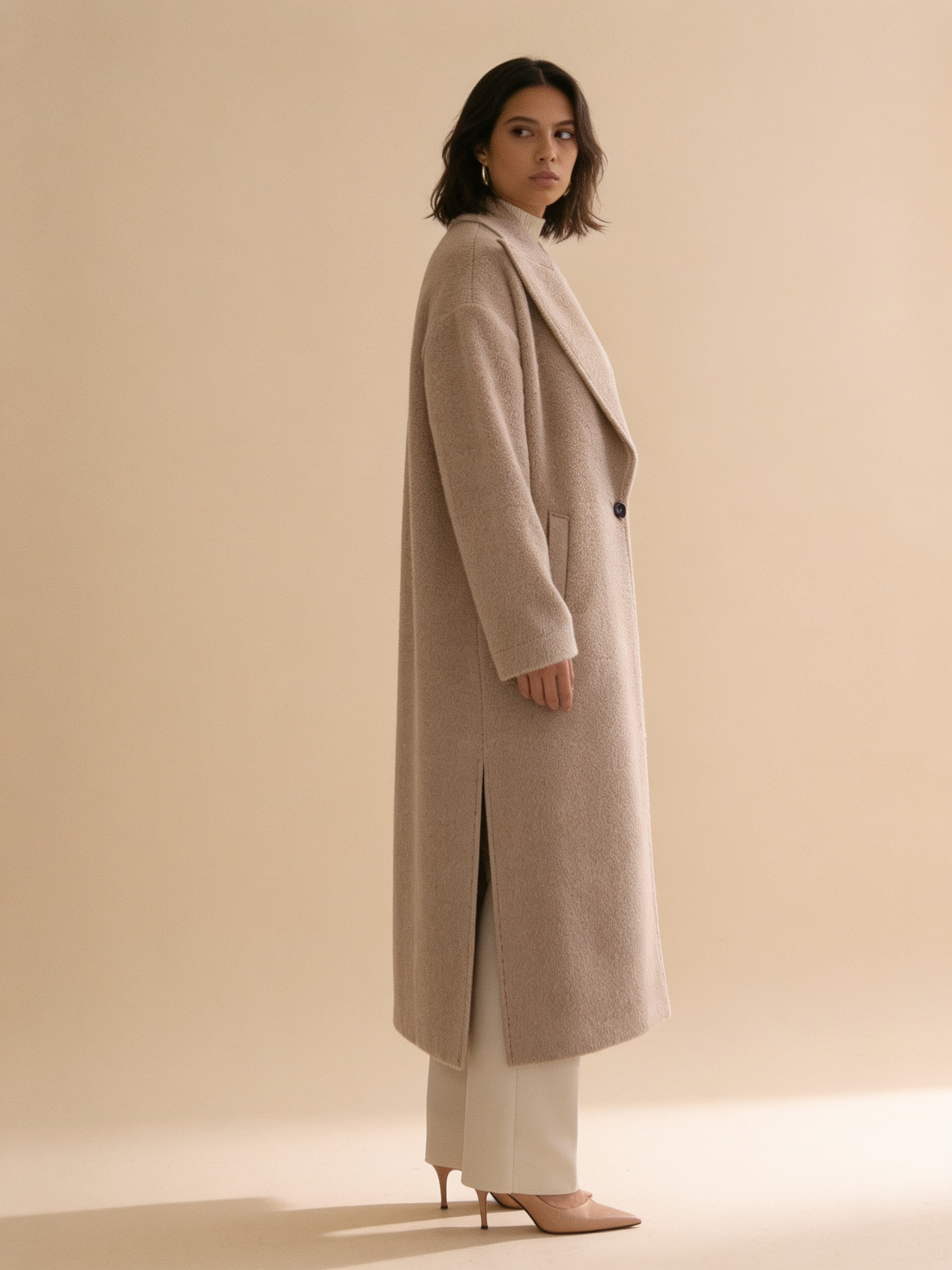 Lumina Wear Isabella long oversized wool-blend overcoat with notch lapels in Lumina color