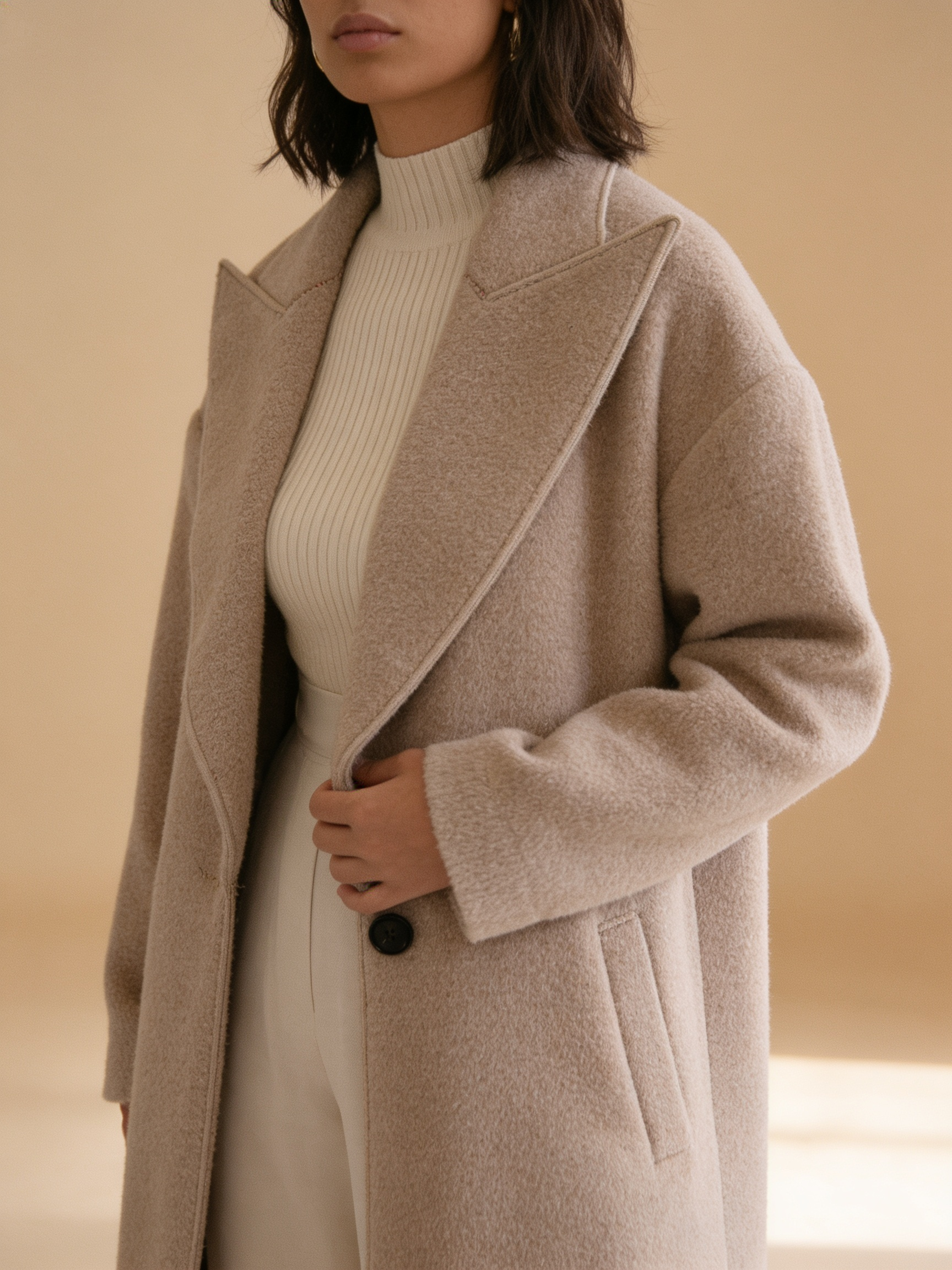 Lumina Wear Isabella long oversized wool-blend overcoat with notch lapels in front view
