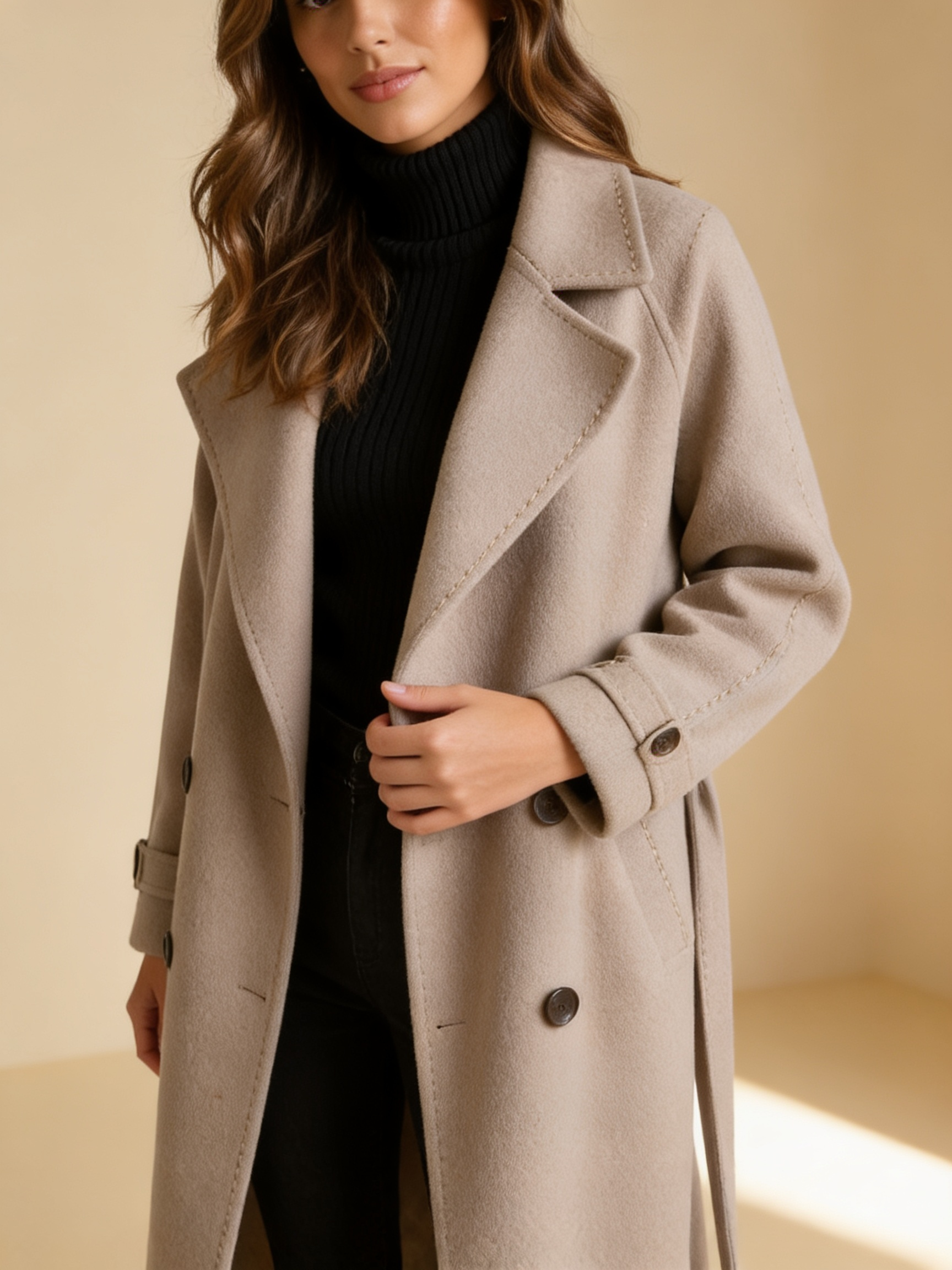 Lumina Wear Cecilia elegant double-breasted overcoat with notched lapel