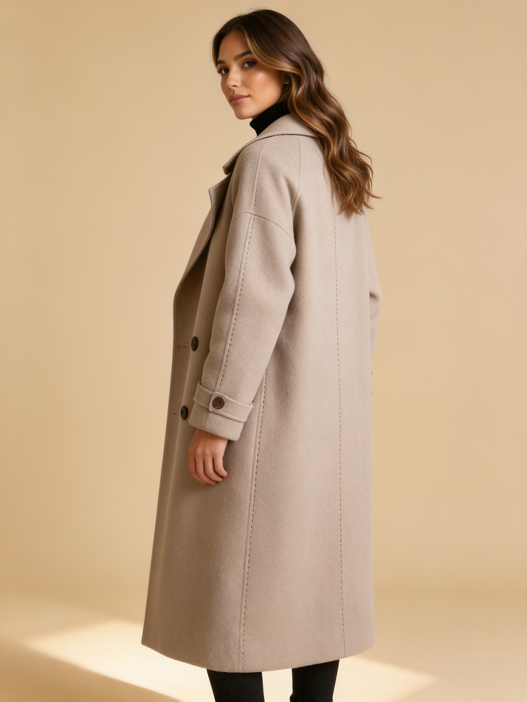 Lumina Wear Cecilia elegant double-breasted overcoat with notched lapel in a classic tailored design