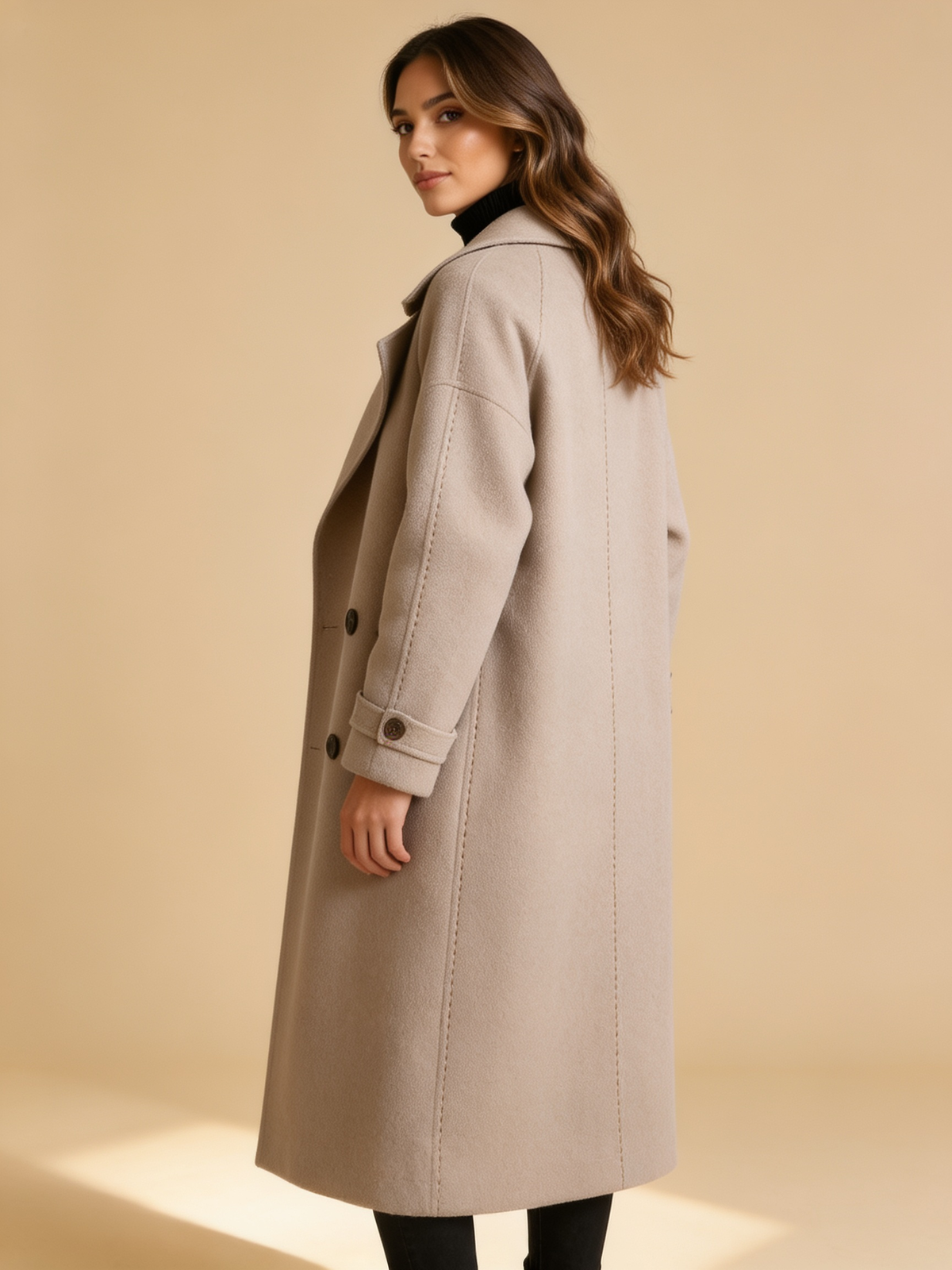 Lumina Wear Cecilia elegant double-breasted overcoat with notched lapel in a classic tailored design