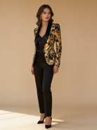 Lumina Wear Vivian satin blazer with baroque floral print and tailored lapels