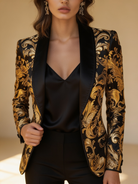 Lumina Wear Vivian satin blazer with baroque floral print and tailored lapels