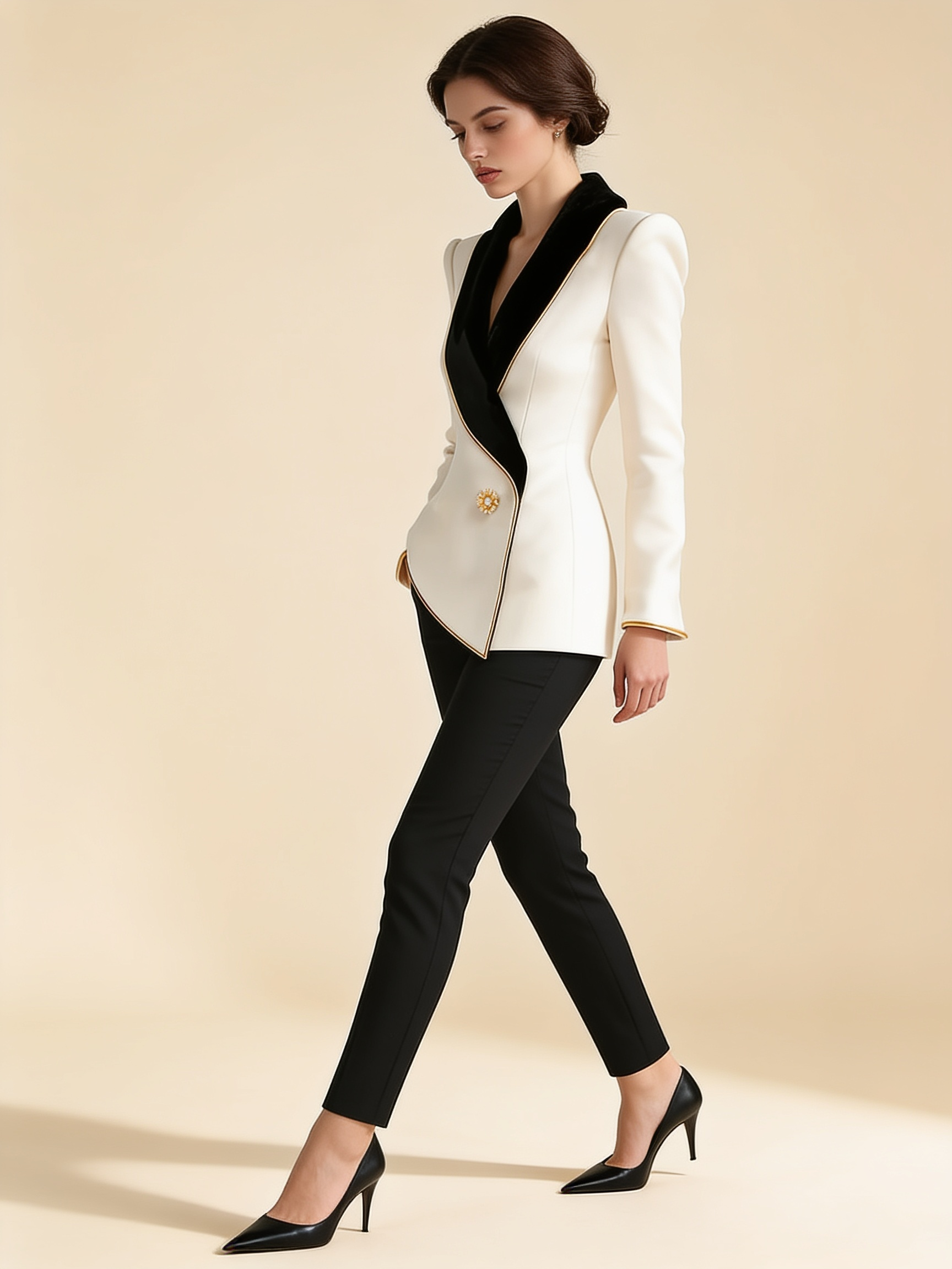 Lumina Wear Elena asymmetrical blazer with black contrast lapels