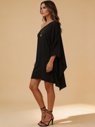Lumina Wear Eclipse Nightfall one-shoulder draped mini dress in black