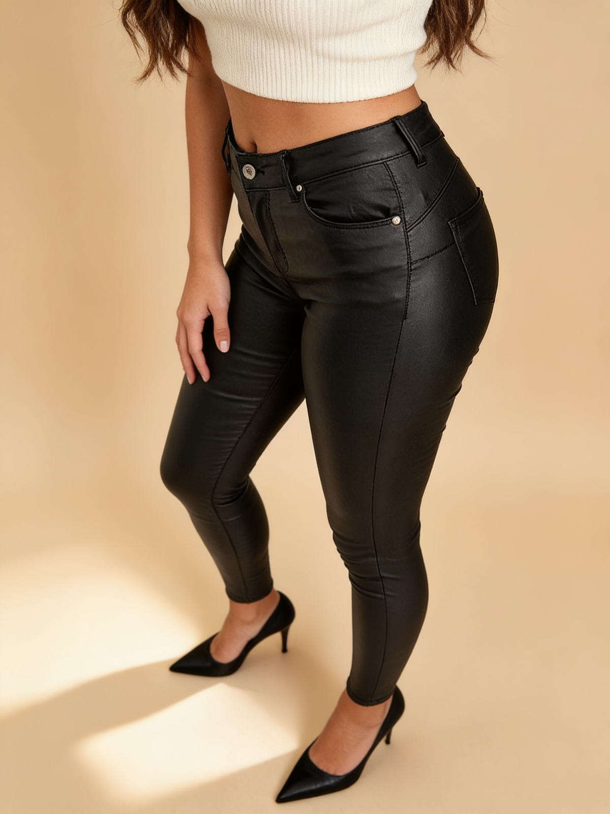 Lumina Wear Isabella chic stretch leather trousers with a sleek, fitted silhouette