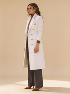 Lumina Wear Elena Luxe double-breasted longline coat with peak lapels in Lumina finish