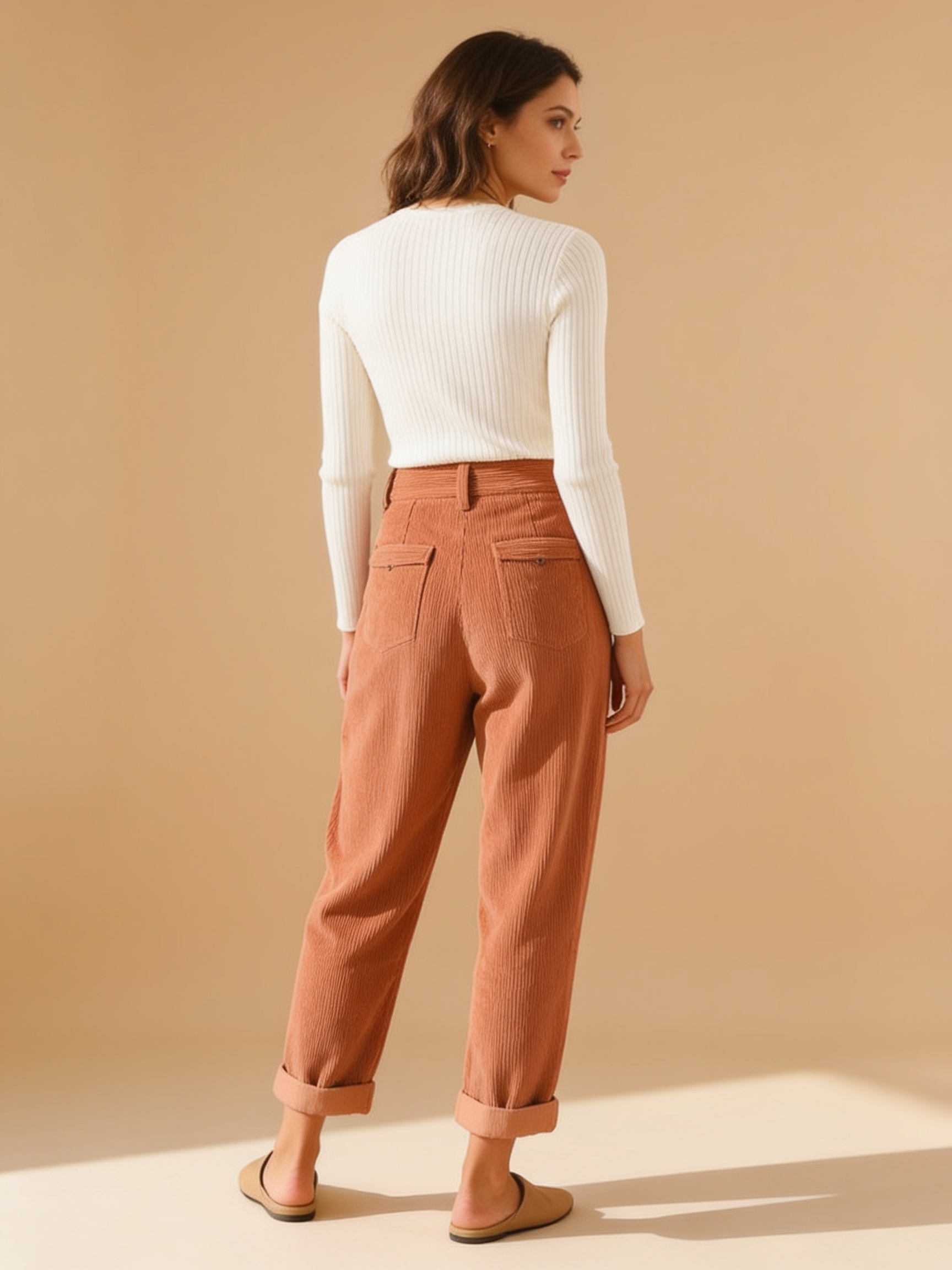 Lumina Wear Isabella chic corduroy trousers with a flattering fit, shown in a classic pants style