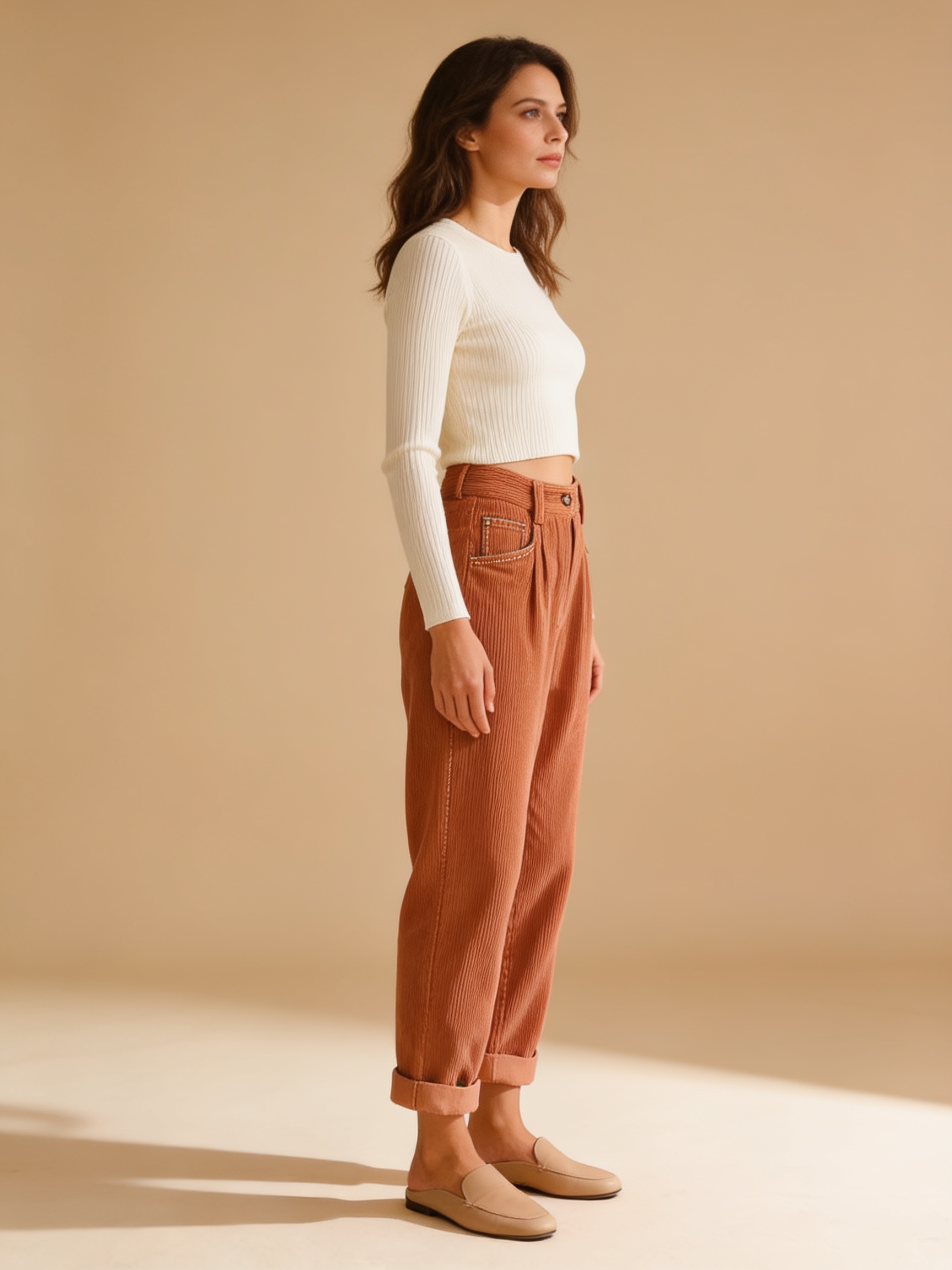 Lumina Wear Isabella chic corduroy trousers with a flattering fit and textured ribbed fabric