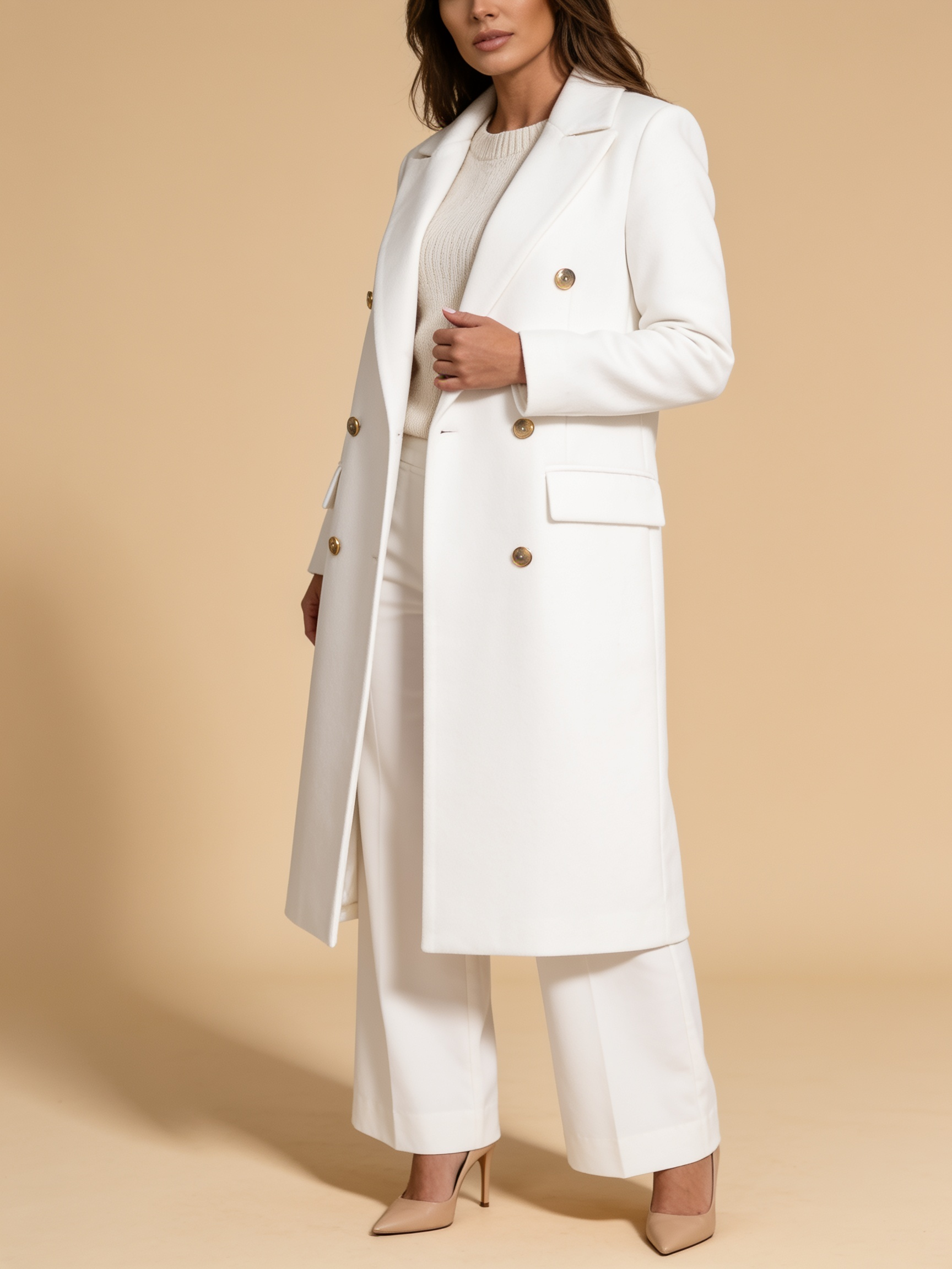 Lumina Wear Elena Prestige longline double-breasted coat in a structured silhouette