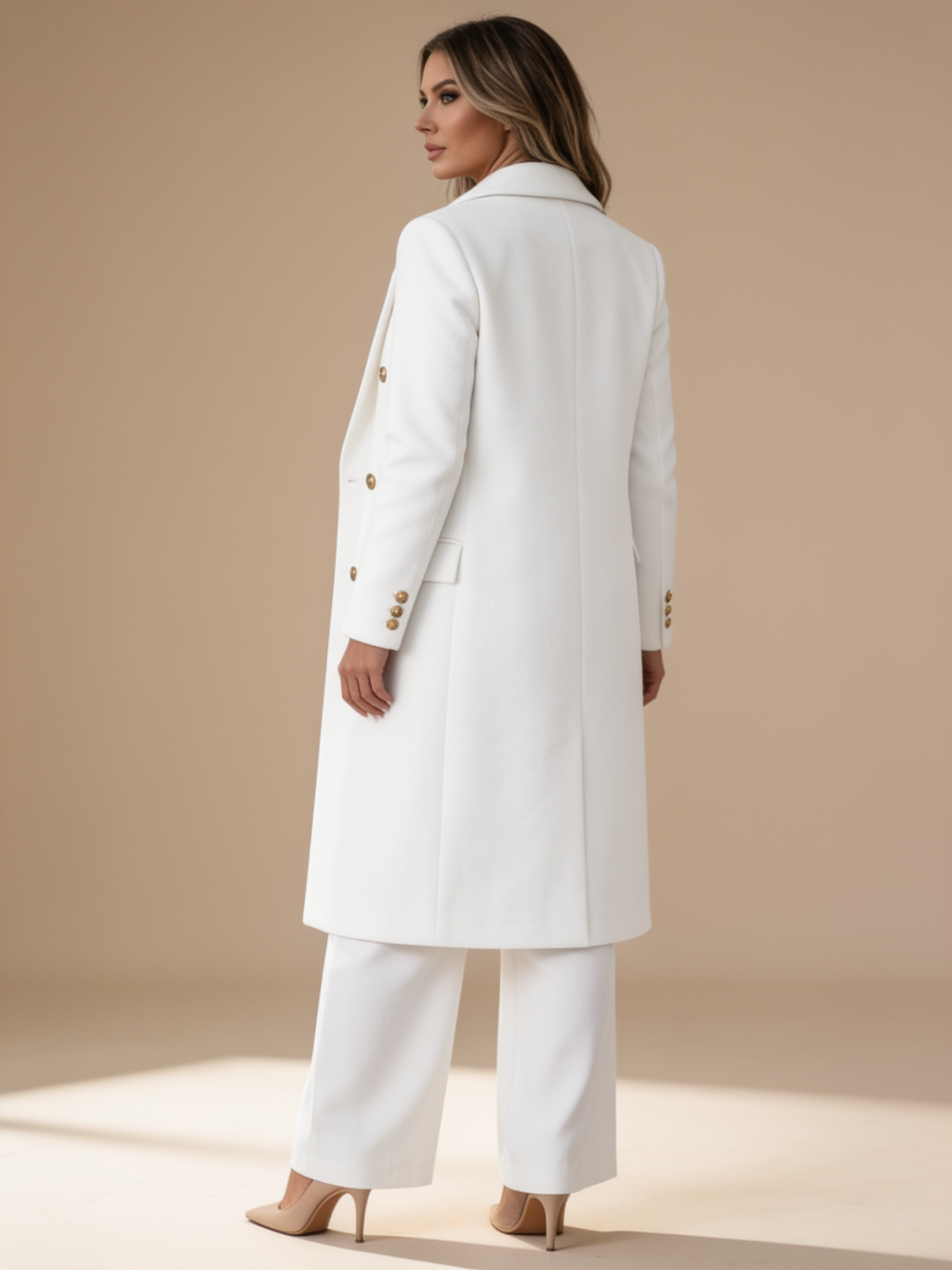Lumina Wear Elena Prestige longline double-breasted coat in a structured silhouette