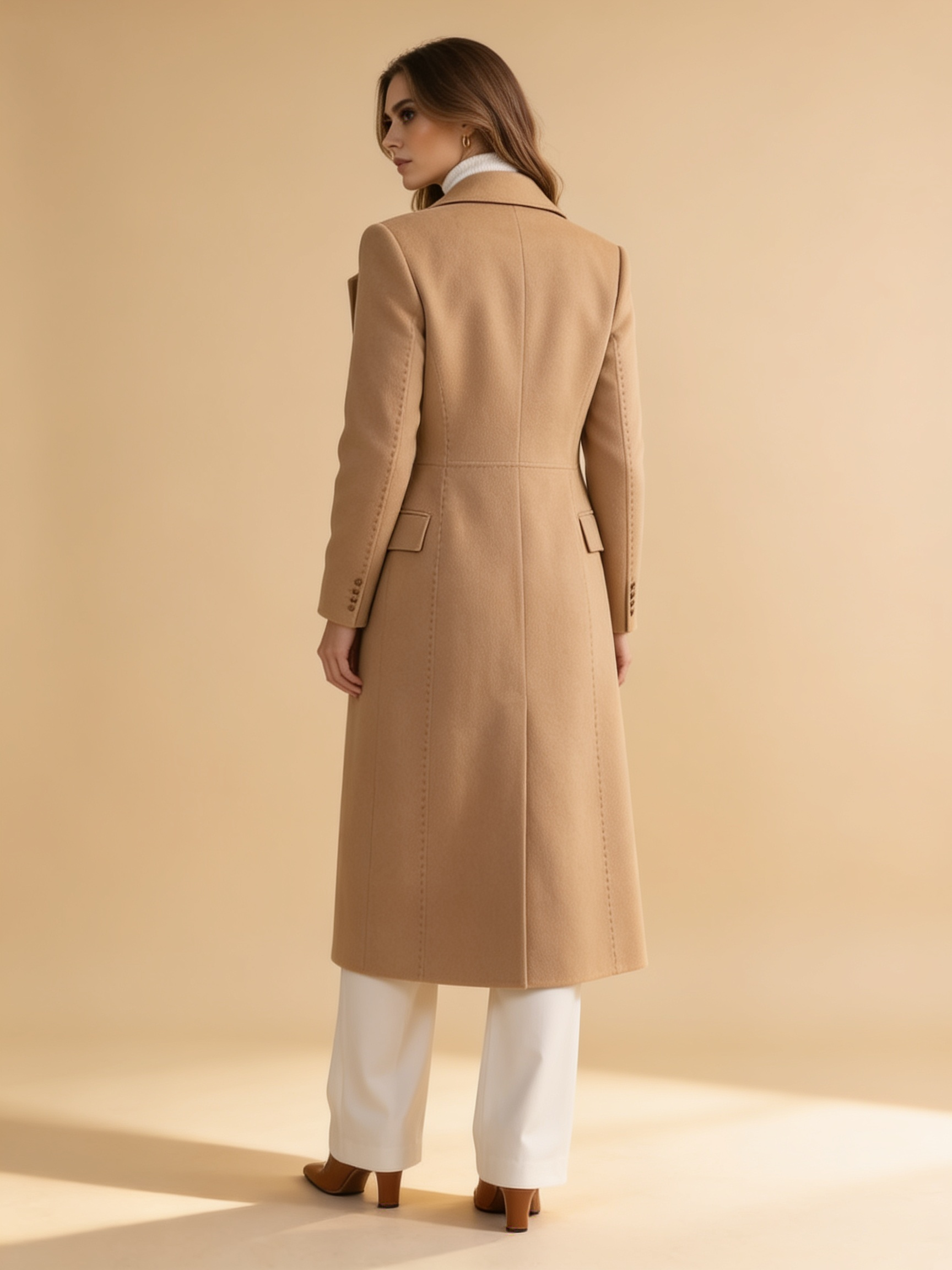 Lumina Wear Aurora Luxe classic belted structured overcoat in Lumina, front view
