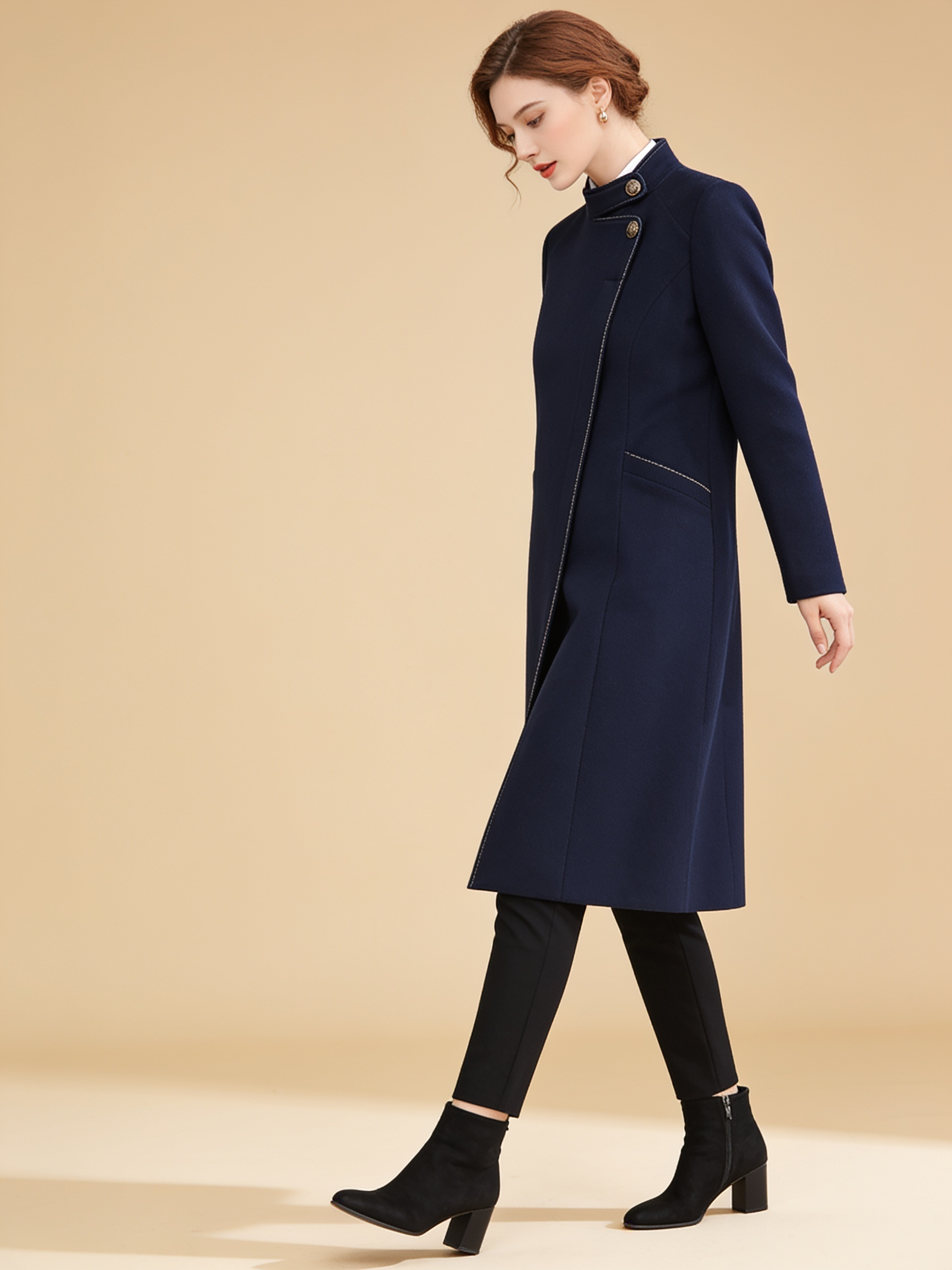 Lumina Wear Sophia button maxi coat in Lumina, full-length design with front button closure