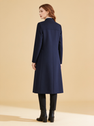 Lumina Wear Sophia button maxi coat in a long tailored silhouette.