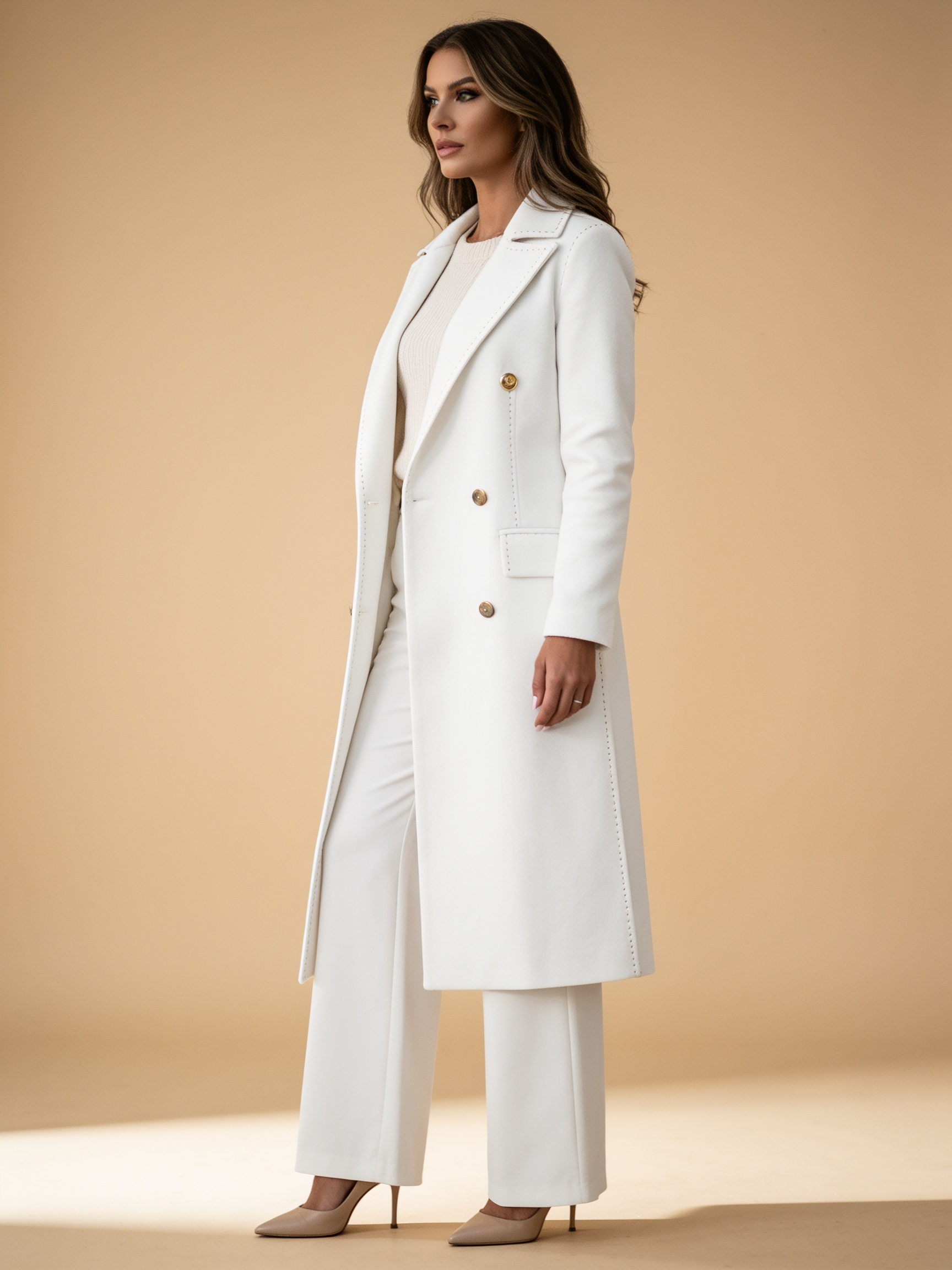 Lumina Wear Elena Prestige longline double-breasted coat in a structured silhouette