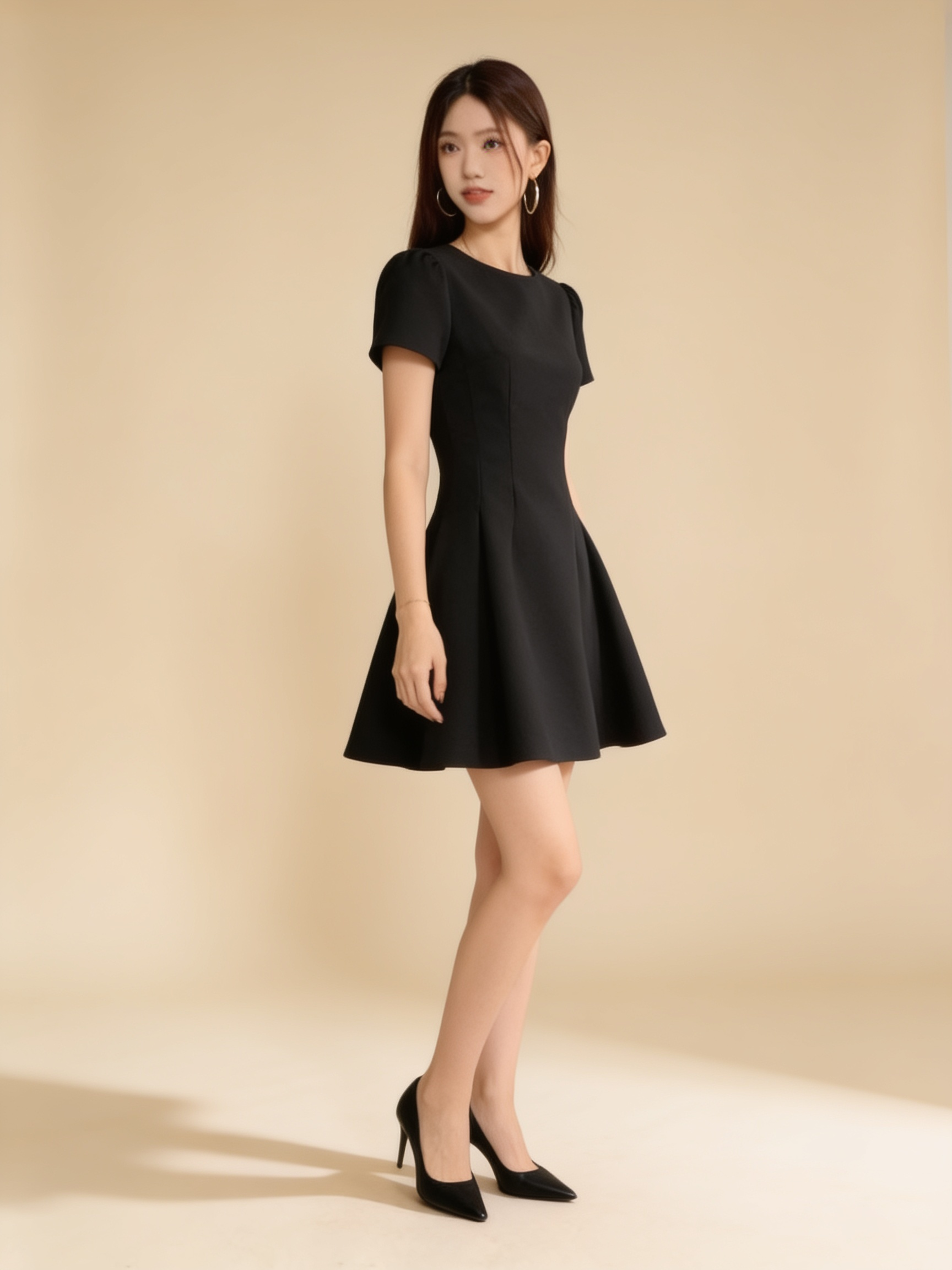 Lumina Wear Isabelle high neck belted dress in a refined silhouette