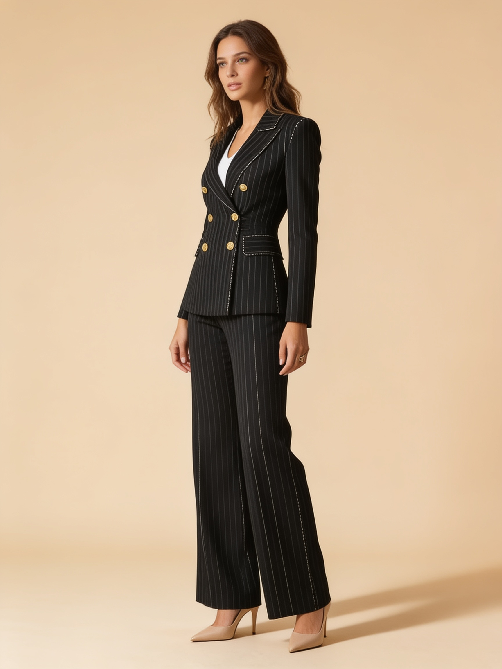 Lumina Wear Leandra double-breasted suit set in a tailored style