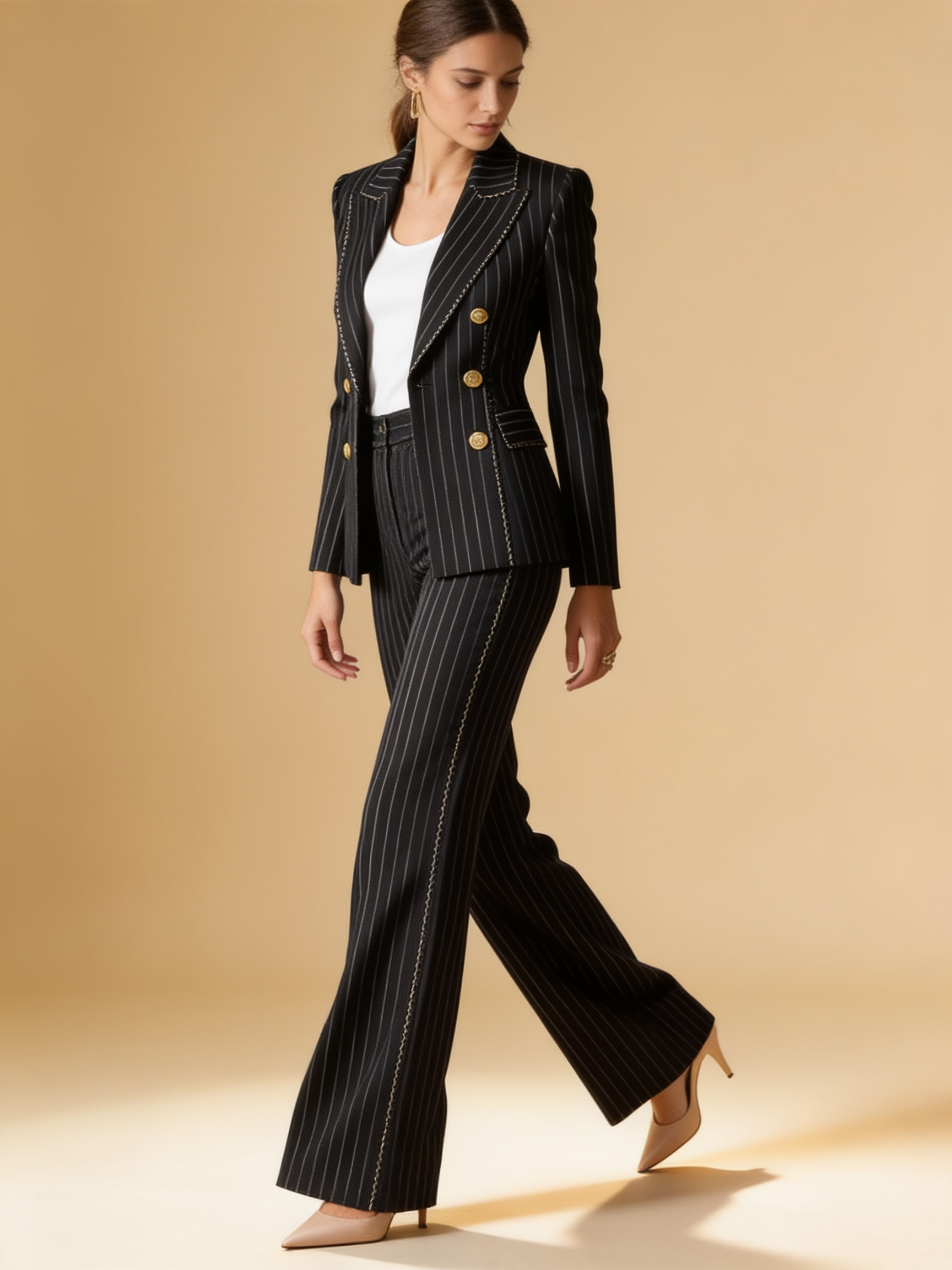 Lumina Wear Leandra double-breasted suit set with tailored blazer and matching trousers