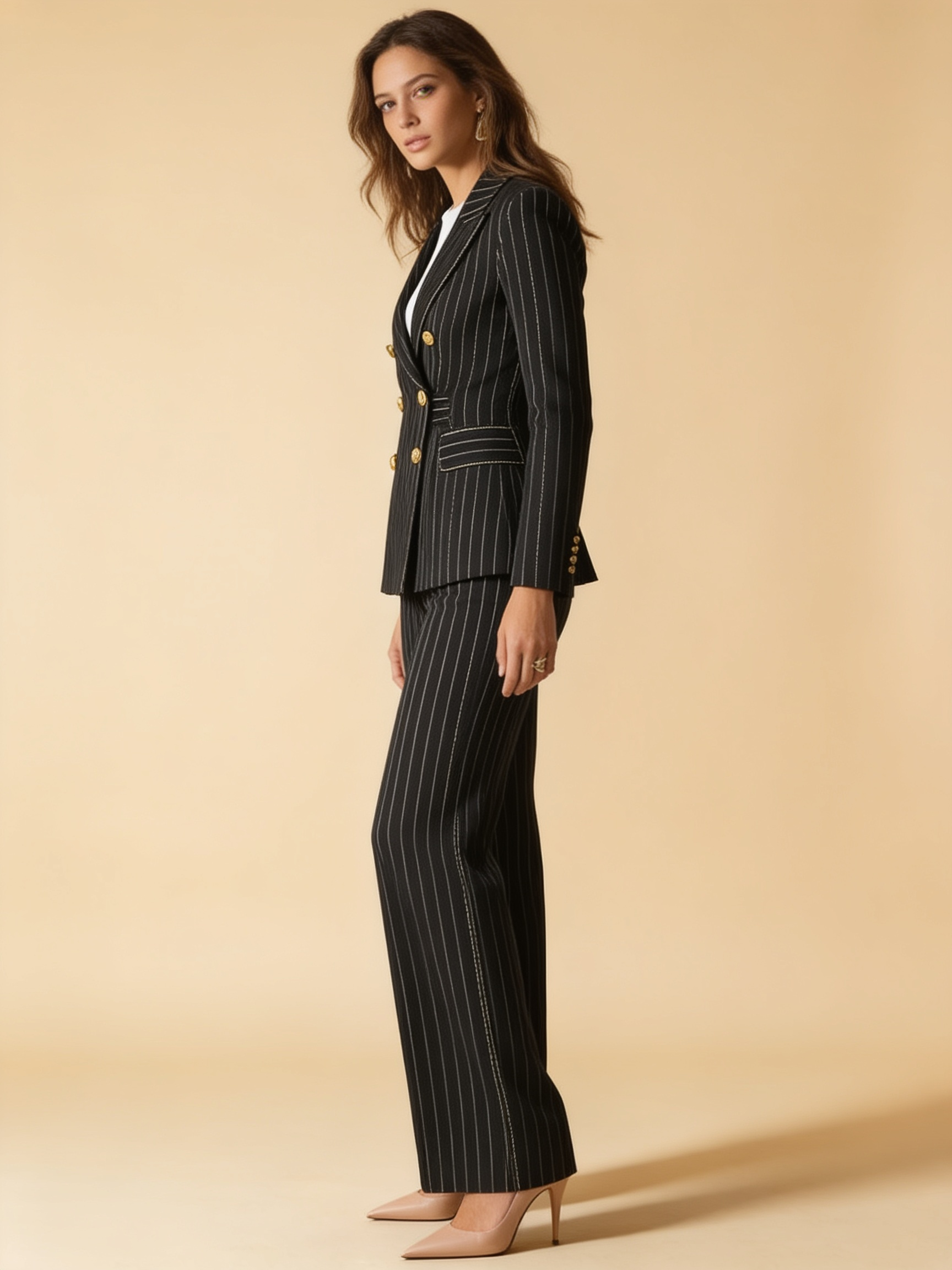 Lumina Wear Leandra double-breasted suit set with tailored blazer and matching trousers