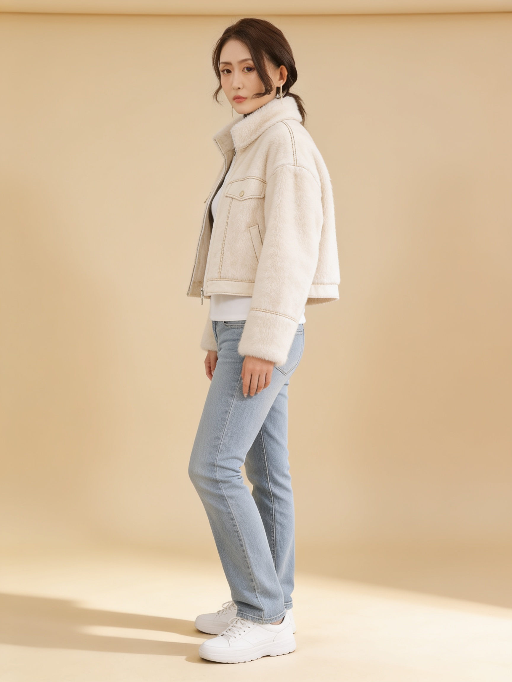 Lumina Wear Isabella plush cropped faux fur jacket with relaxed fit
