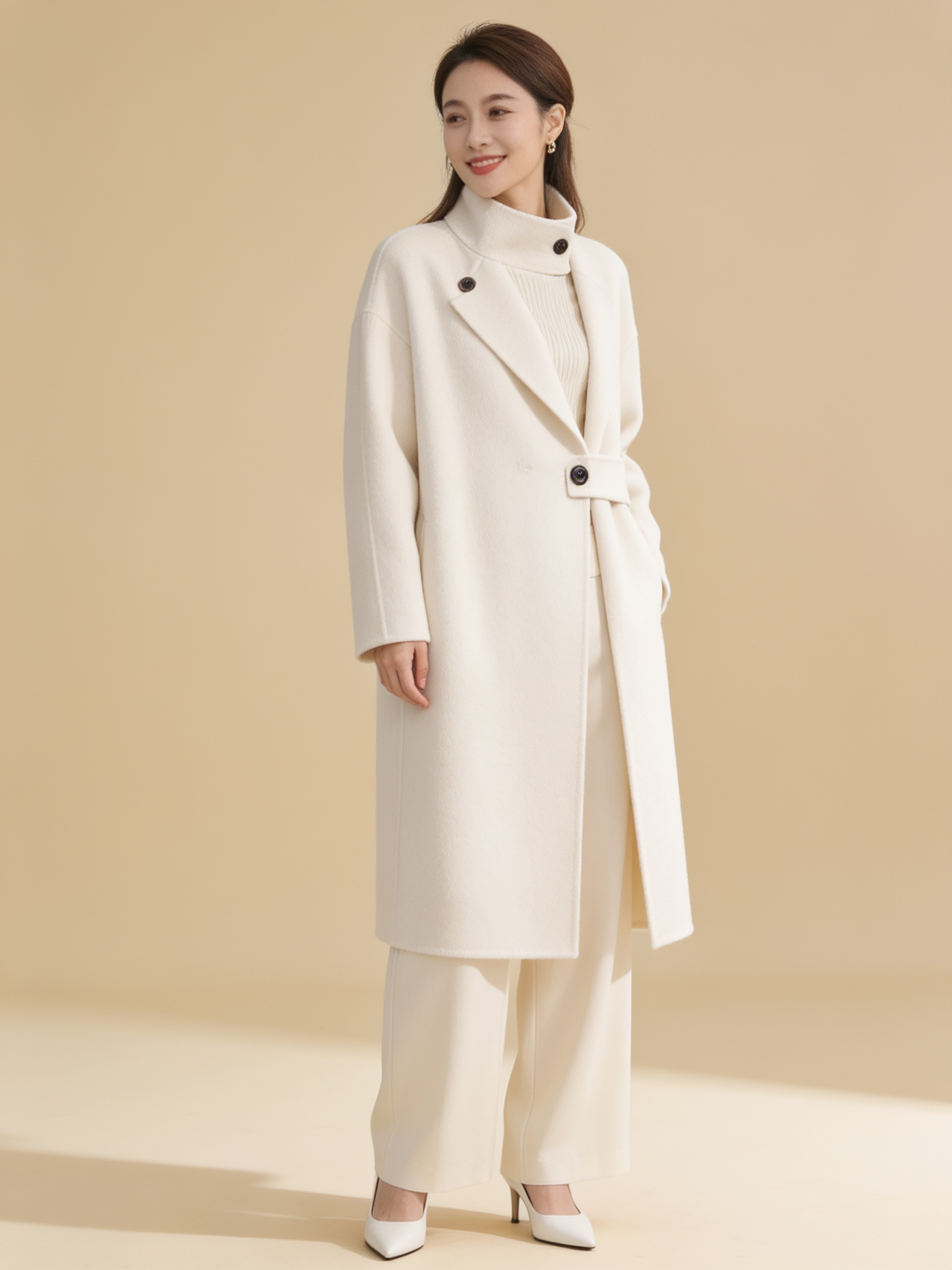 Lumina Wear Elena Frost structured asymmetrical button coat in a tailored silhouette