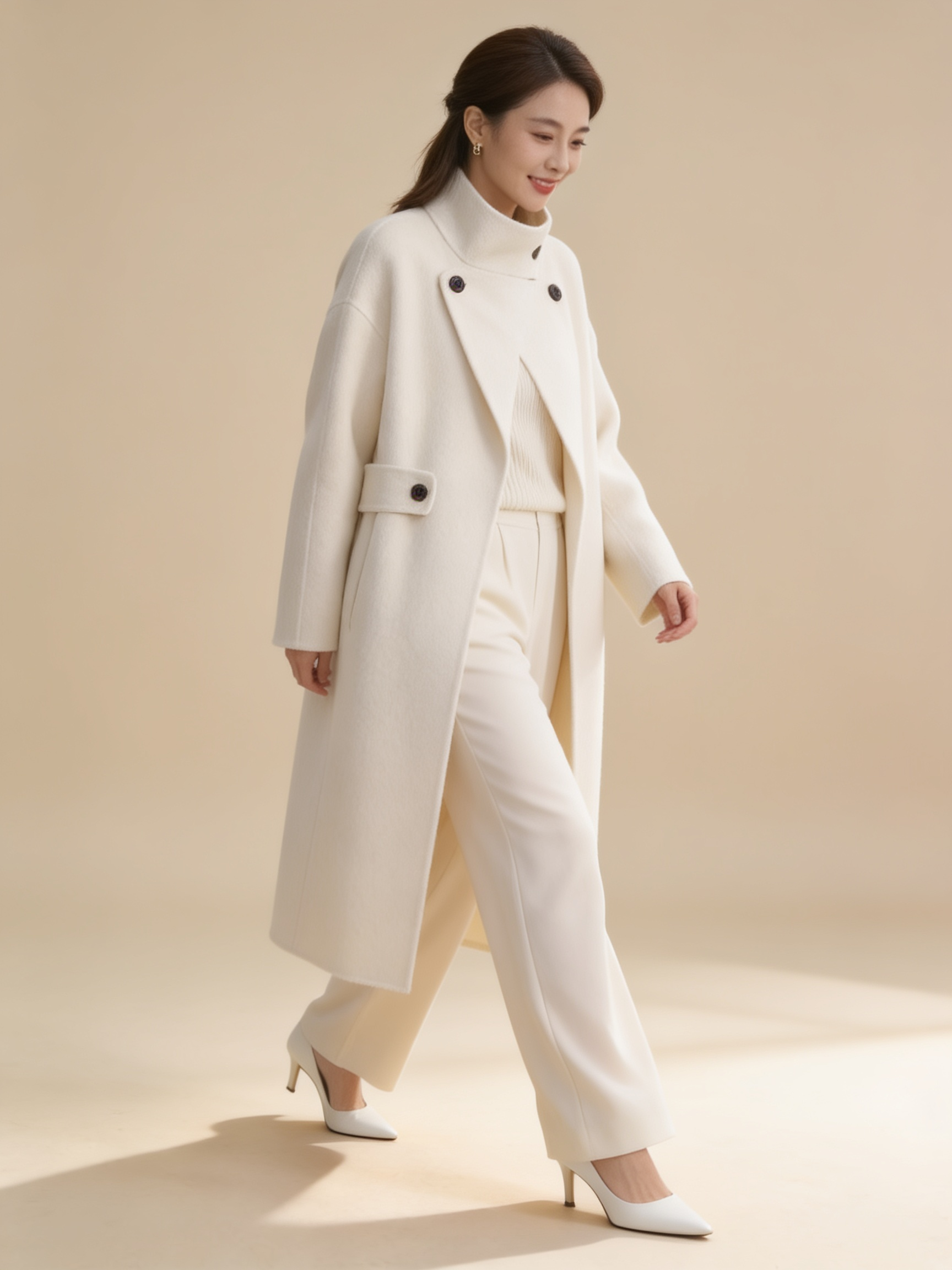 Lumina Wear Elena Frost structured asymmetrical button coat in a tailored silhouette