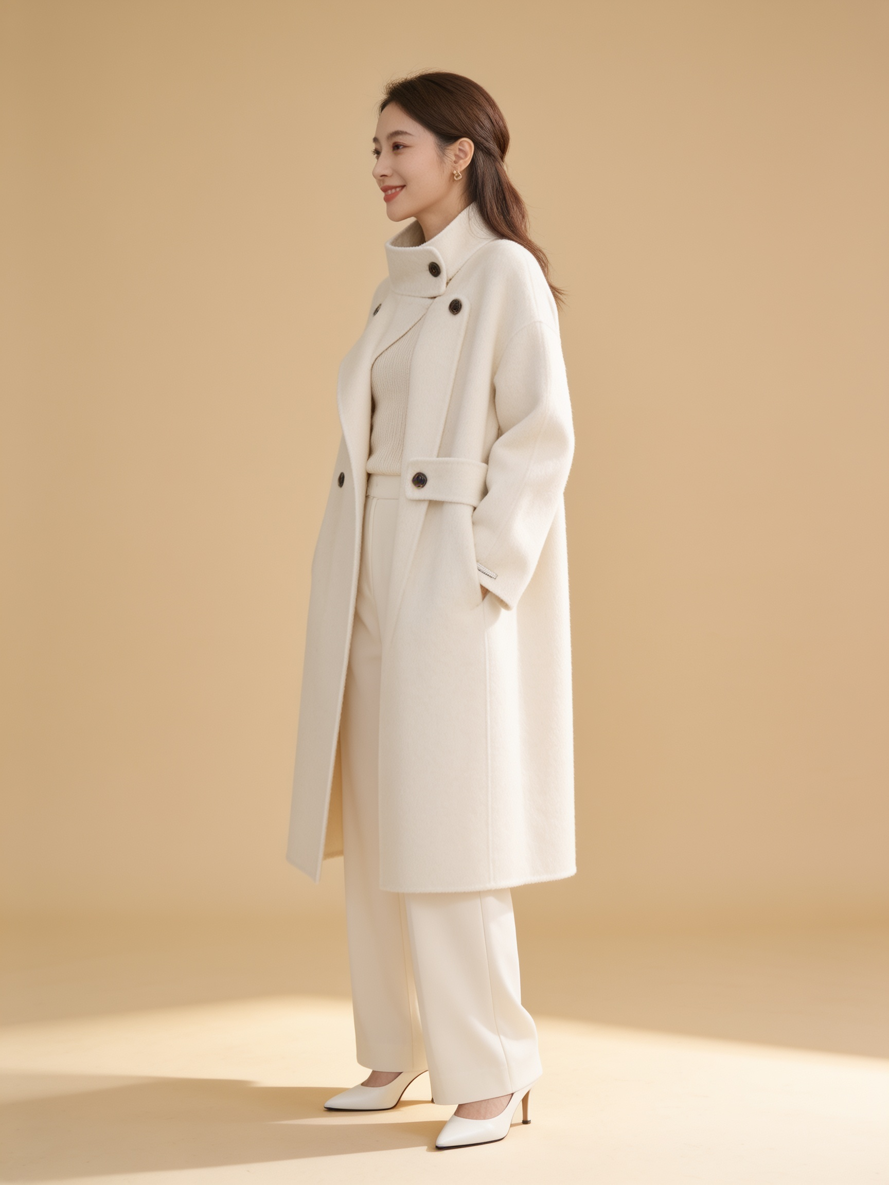 Lumina Wear Elena Frost structured asymmetrical button coat in a tailored design