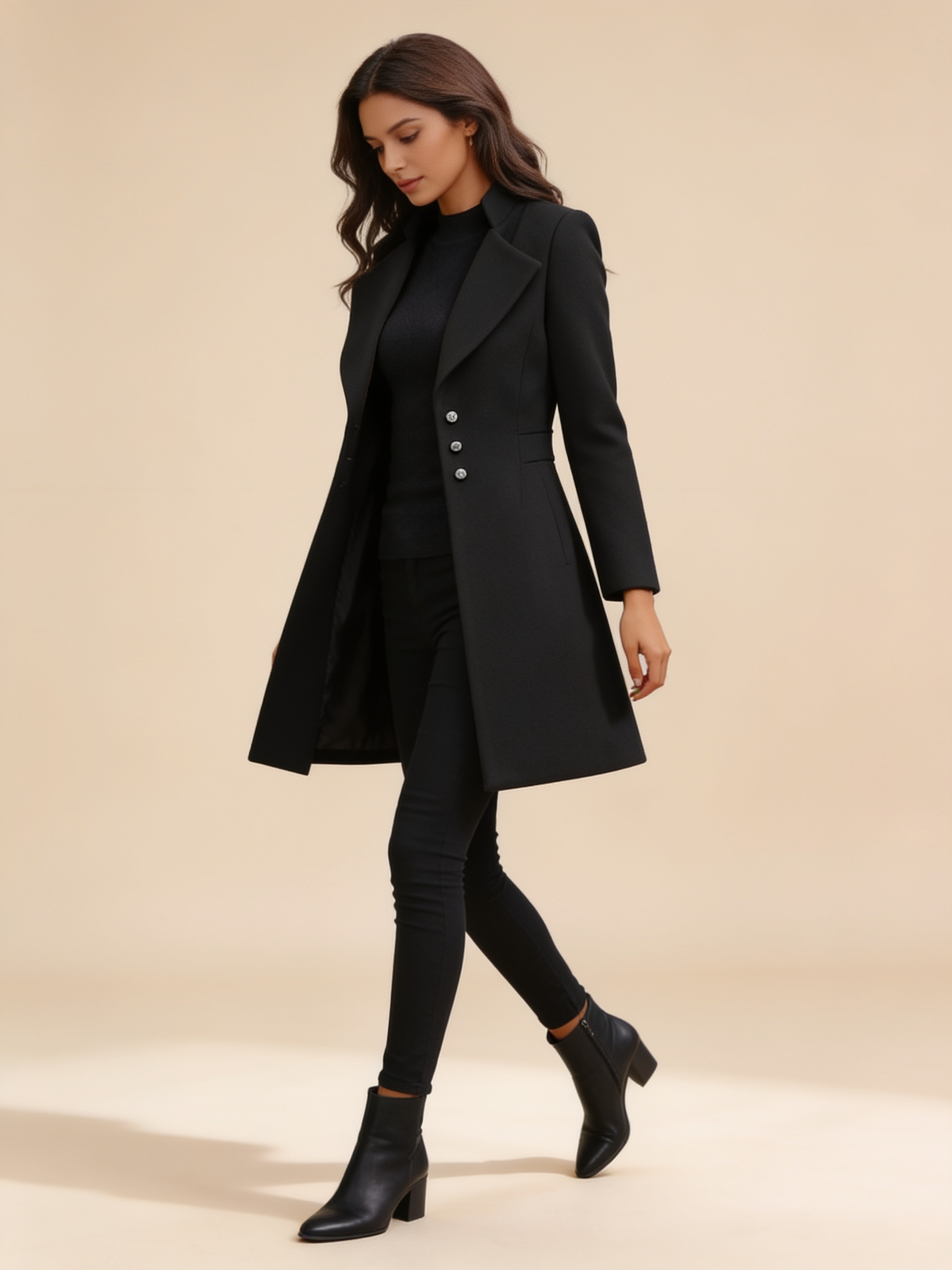 Lumina Wear Vinci Italian-inspired long sleeve coat in a luxurious tailored design