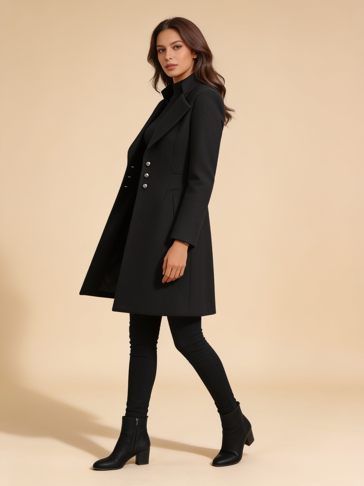 Lumina Wear Vinci Italian-inspired long sleeve coat in a luxurious tailored design