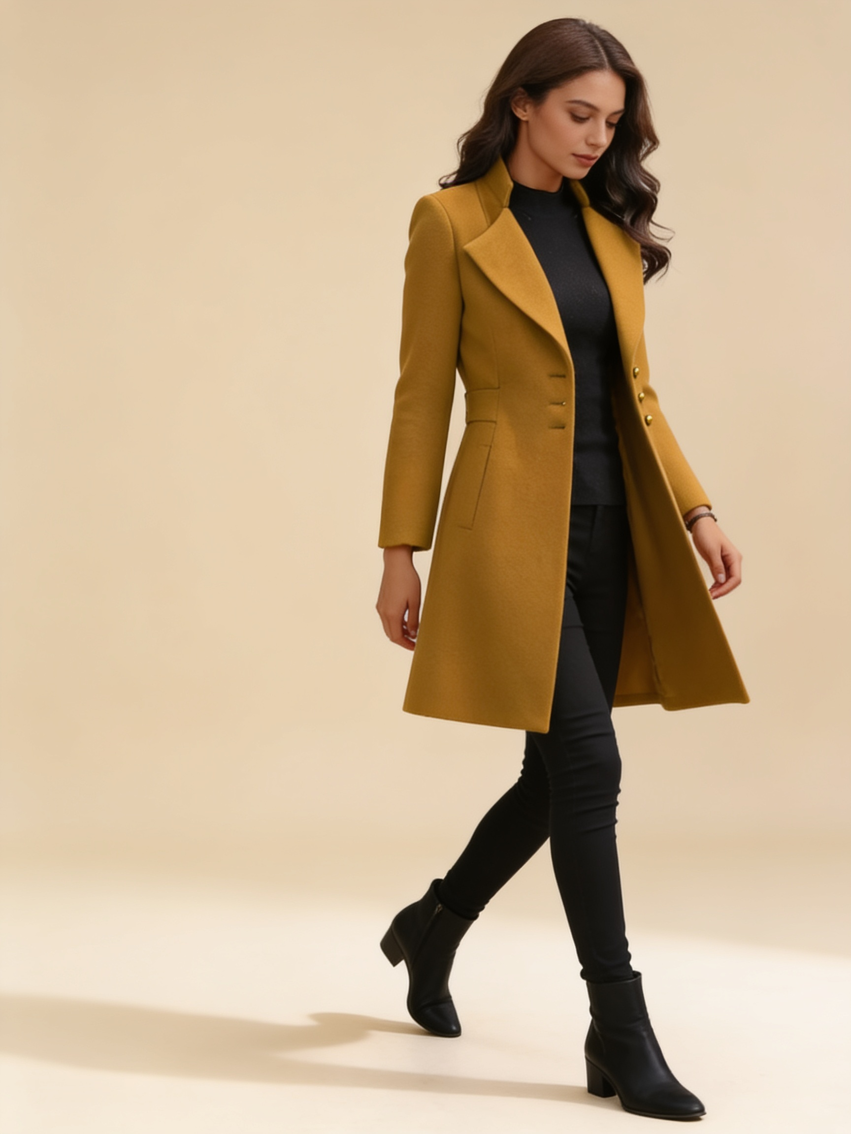 Lumina Wear Vinci luxurious Italian-inspired long sleeve coat in a refined tailored design