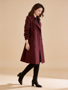 Lumina Wear Elena structured burgundy trench coat with feminine fit and tailored silhouette