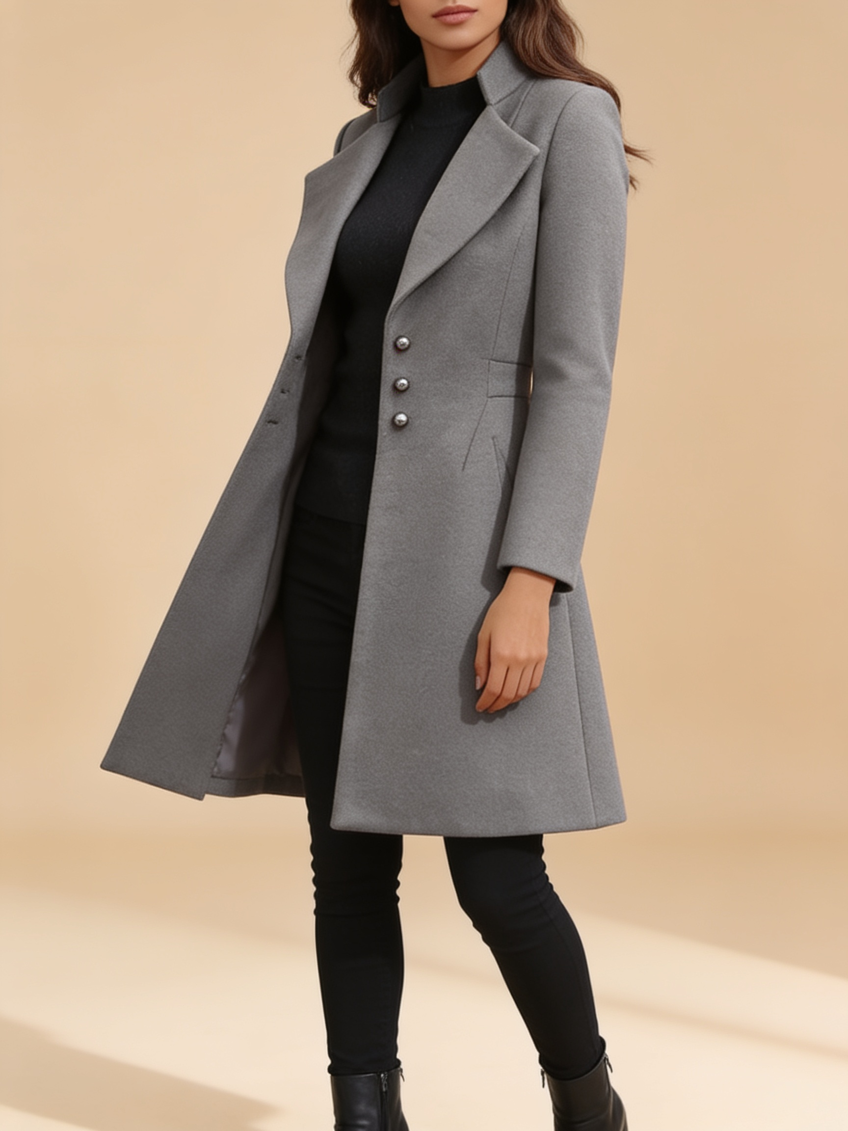 Vinci longline wool coat in gray - Lumina Wear