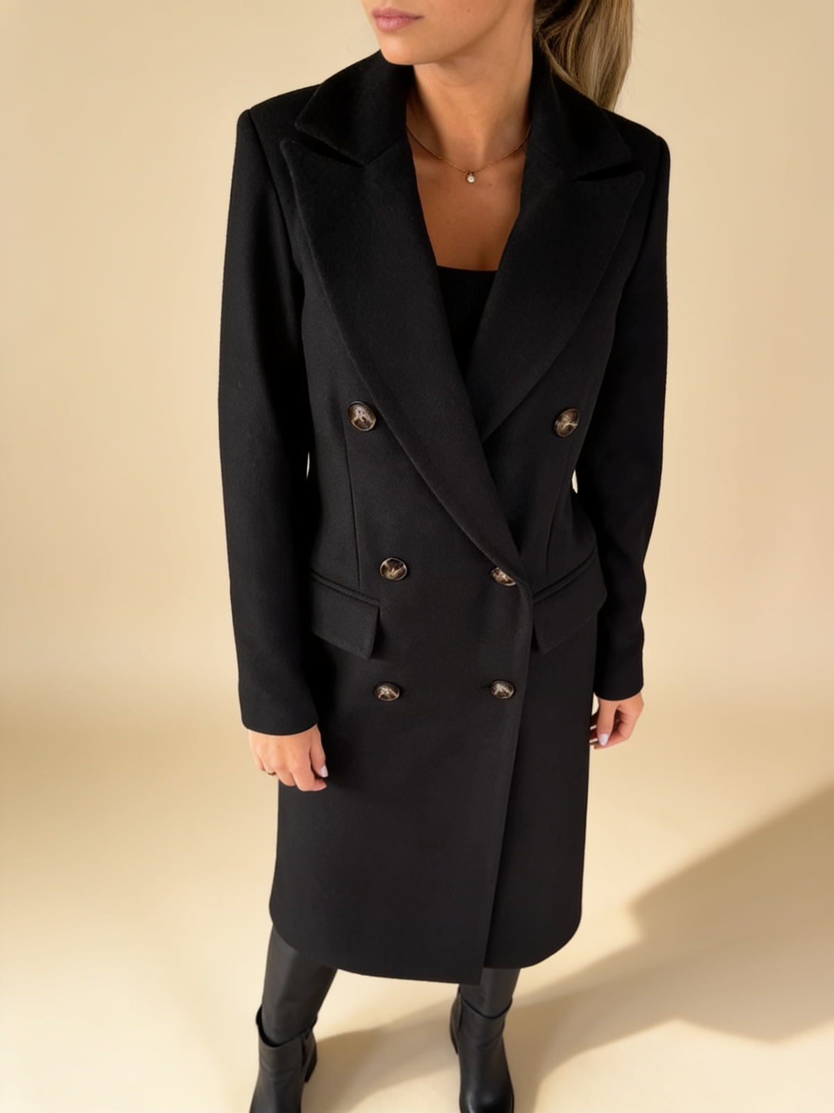 Lumina Wear Elena Prestige longline double-breasted coat in a structured silhouette