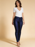 Lumina Wear Isabella chic stretch leather trousers in black, shown from the front